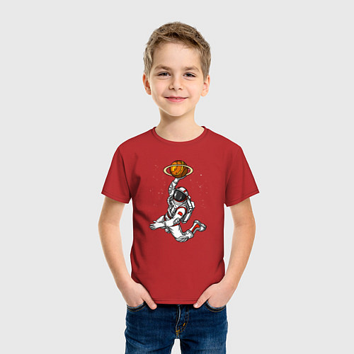Детская футболка Космический баскетболист / Красный – фото 3