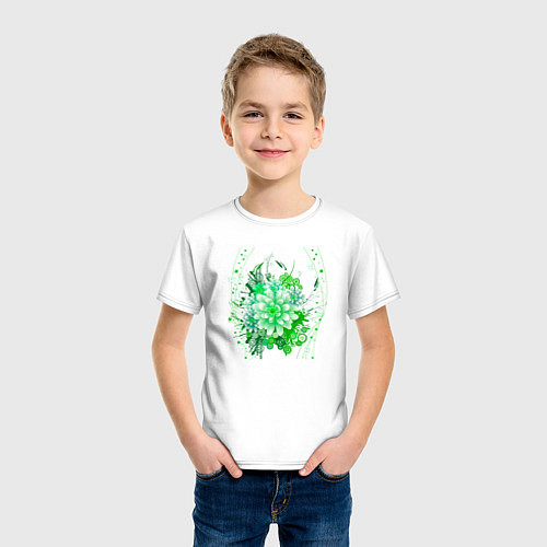 Детская футболка Пышная яркая зелень / Белый – фото 3