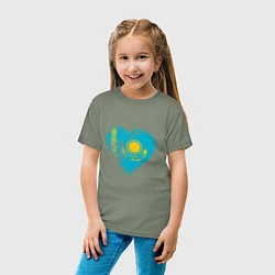 Футболка хлопковая детская Сердечко Казахстана, цвет: авокадо — фото 2