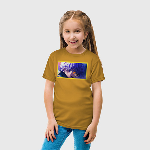 Детская футболка Сатору Годжо в рамке магическая битва / Горчичный – фото 4