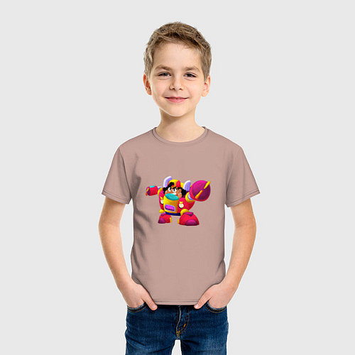 Детская футболка Бравл старс Мэг с роботом / Пыльно-розовый – фото 3