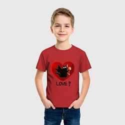 Футболка хлопковая детская WHAT CAT LOVE Сердце, цвет: красный — фото 2