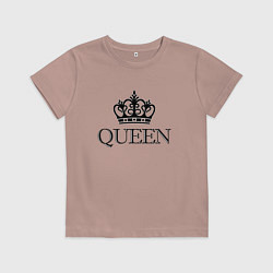 Футболка хлопковая детская QUEEN ПАРНЫЕ Королева, цвет: пыльно-розовый