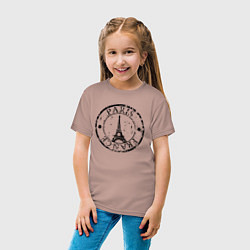 Футболка хлопковая детская Париж, Франция, Эйфелева башня, цвет: пыльно-розовый — фото 2