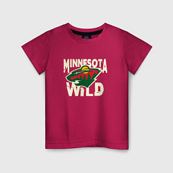 Футболка хлопковая детская Миннесота Уайлд, Minnesota Wild, цвет: маджента