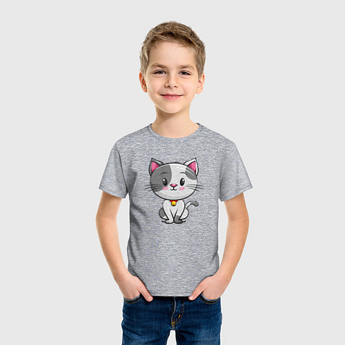 Детская футболка Серый маленький котенок / Меланж – фото 3