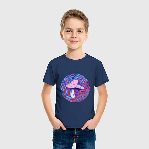 Детская футболка Грибочек в кругляше : / Тёмно-синий – фото 3