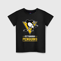 Футболка хлопковая детская Питтсбург Пингвинз , Pittsburgh Penguins, цвет: черный