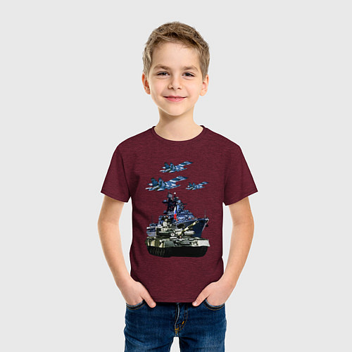 Детская футболка Армия 23 / Меланж-бордовый – фото 3
