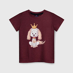 Футболка хлопковая детская Собачка с короной, цвет: меланж-бордовый