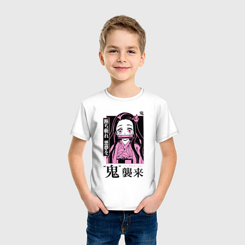 Детская футболка Клинок, рассекающий демонов: Незуко Камадо / Белый – фото 3