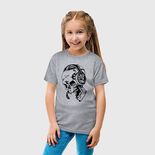 Детская футболка Cool skull & microphone / Меланж – фото 4