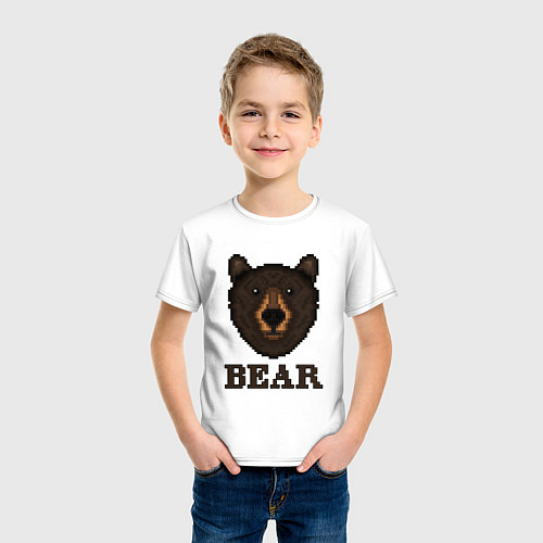 Детская футболка Пиксельный медведь / Белый – фото 3