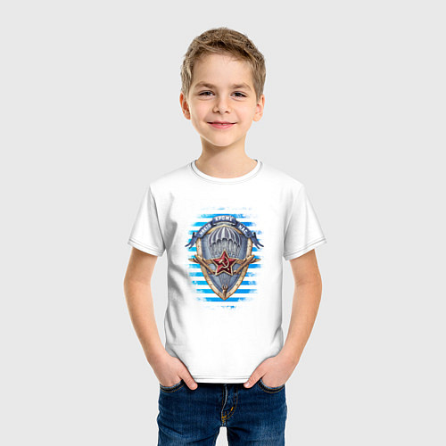 Детская футболка Тельняшка ВДВ - Никто кроме Нас / Белый – фото 3