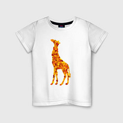 Футболка хлопковая детская Лиственный жираф, цвет: белый