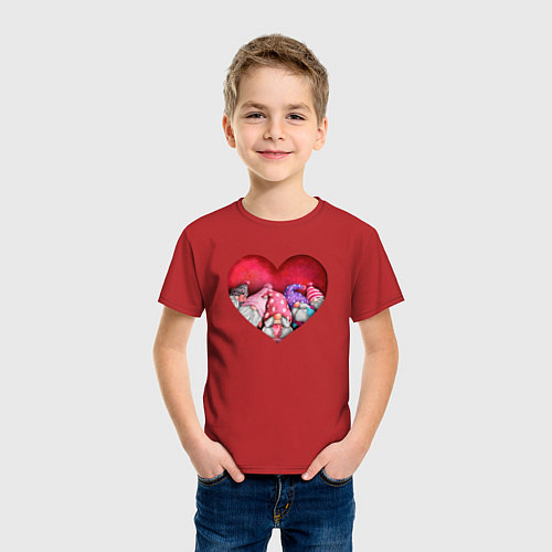 Детская футболка Гномы в сердечке / Красный – фото 3