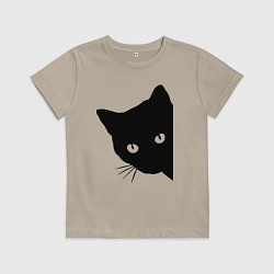 Футболка хлопковая детская Всё тот же чёрный котяра!, цвет: миндальный