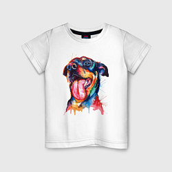 Футболка хлопковая детская Color rottweiler, цвет: белый