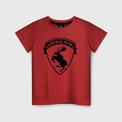 Футболка хлопковая детская VOLVO логотип чёрный, цвет: красный