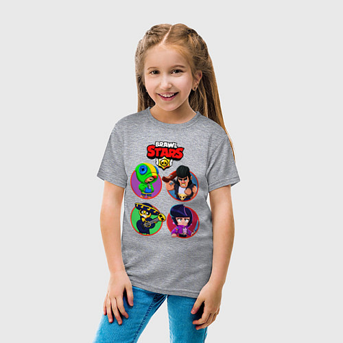 Детская футболка Персонажи Бравл Старс Brawl Stars heroes / Меланж – фото 4