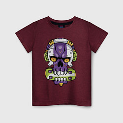Футболка хлопковая детская Cool art skull, цвет: меланж-бордовый