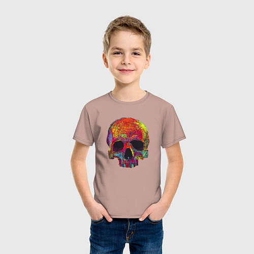 Детская футболка Cool color skull / Пыльно-розовый – фото 3