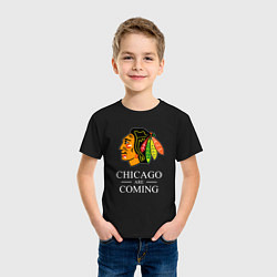 Футболка хлопковая детская Chicago are coming, Чикаго Блэкхокс, Chicago Black, цвет: черный — фото 2