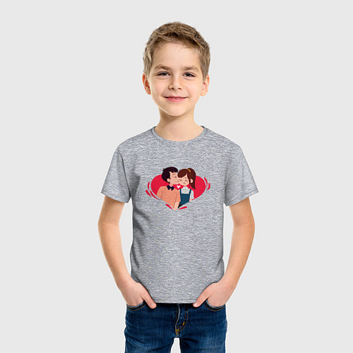 Детская футболка Целующаяся Пара Сердца / Меланж – фото 3