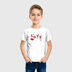Футболка хлопковая детская Рубиновая Надпись Любовь Love, цвет: белый — фото 2