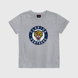 Футболка хлопковая детская Florida Panthers Флорида Пантерз Логотип, цвет: меланж