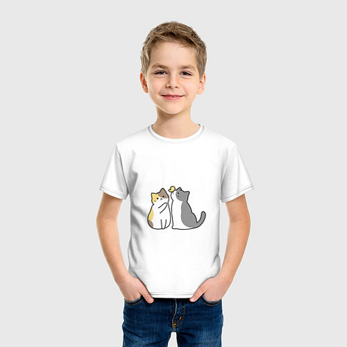 Детская футболка МИЛЫЕ КОТИКИ И БАБОЧКА / Белый – фото 3