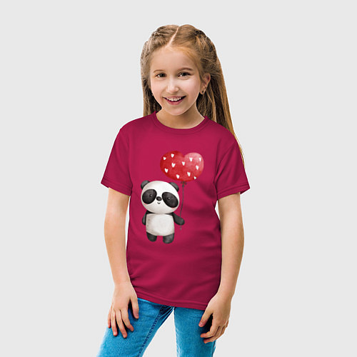 Детская футболка Панда с шариком в виде сердца / Маджента – фото 4