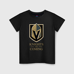 Футболка хлопковая детская Knights are coming , Вегас Голден Найтс , Vegas Go, цвет: черный