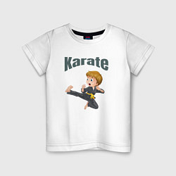 Футболка хлопковая детская Карате , дизайн футболки для детей, цвет: белый