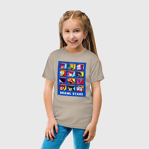 Детская футболка Бойцы Бравл Старс на синем фоне Про аккаунт 35 ран / Миндальный – фото 4