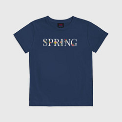 Футболка хлопковая детская Spring blooms, цвет: тёмно-синий