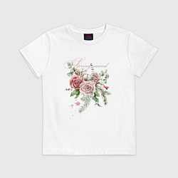 Футболка хлопковая детская Spring mood Flower, цвет: белый