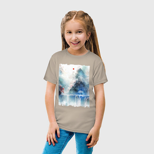 Детская футболка Изумительный японский пейзаж / Миндальный – фото 4