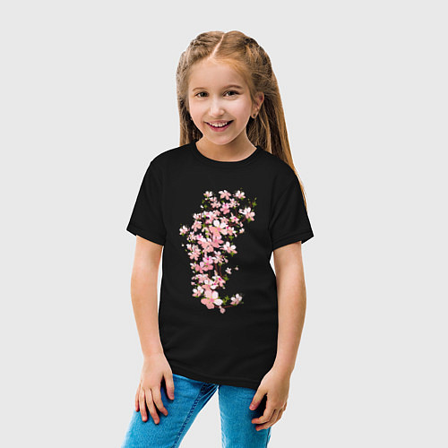 Детская футболка Весна Цветущая сакура Japan / Черный – фото 4