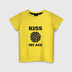 Футболка хлопковая детская Volleyball - Kiss My Ace, цвет: желтый