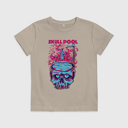 Футболка хлопковая детская Череп с бассейном, цвет: миндальный