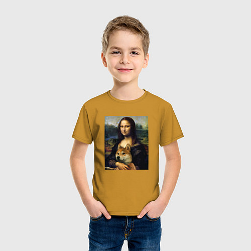 Детская футболка Shiba Inu Mona Lisa / Горчичный – фото 3