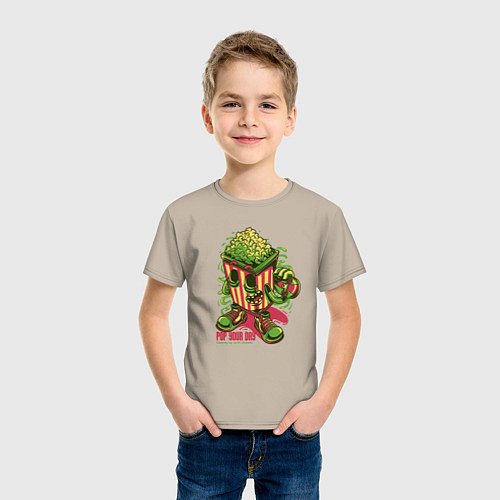 Детская футболка Попкорн со скейтом / Миндальный – фото 3