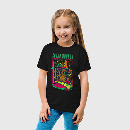 Детская футболка Космическая обезьяна / Черный – фото 4