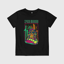 Футболка хлопковая детская Космическая обезьяна, цвет: черный