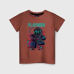 Футболка хлопковая детская Космонавт геймер, цвет: кирпичный