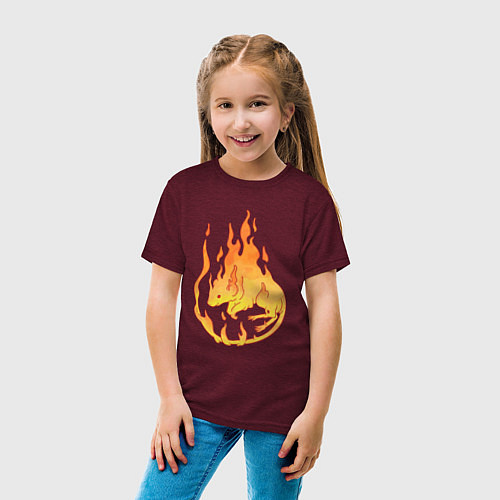 Детская футболка Огненная мышь / Меланж-бордовый – фото 4