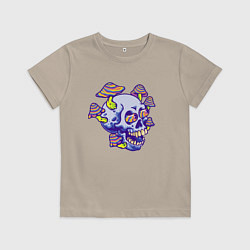 Футболка хлопковая детская Mushrooms & Skull, цвет: миндальный