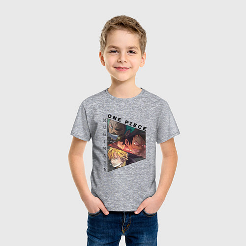 Детская футболка Ван-Пис, Луффи, Зоро Ророноа, Санджи Винсмок / Меланж – фото 3