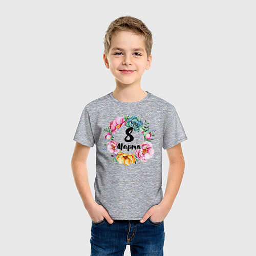 Детская футболка Венок цветов / Меланж – фото 3